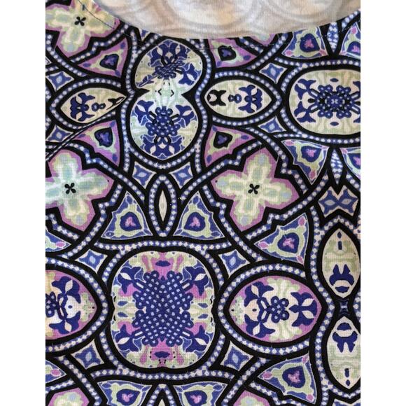 Talbots Sleeveless Fit & Flare Dress Mosaic Blue Purple Print Boho Chic Size 10 - Picture 4 of 7